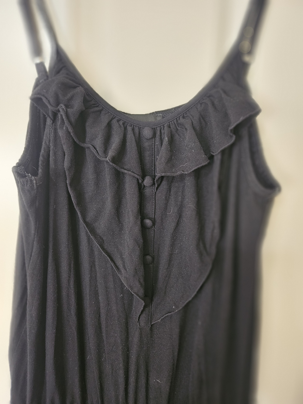 Cynthia Rowley Black Ruffle-Front Sleeveless Jumpsuit